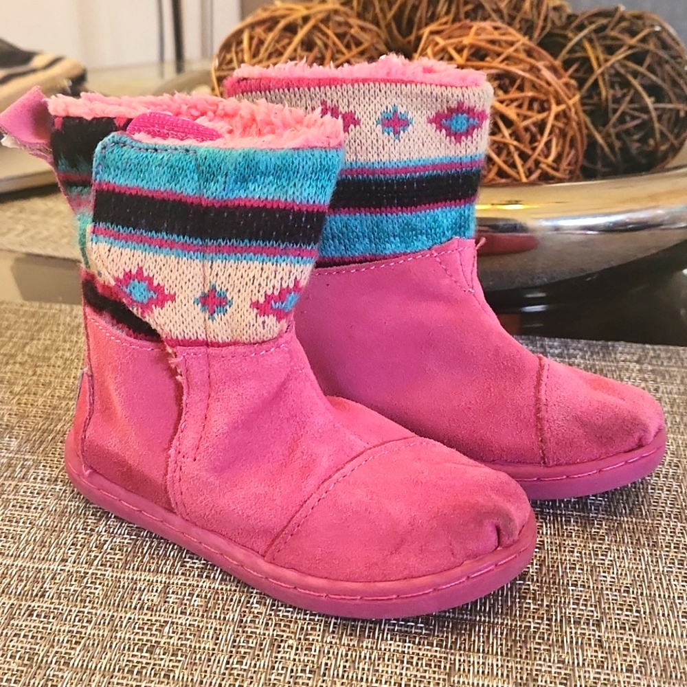 Toms toddler winter suede boots T8 Pink